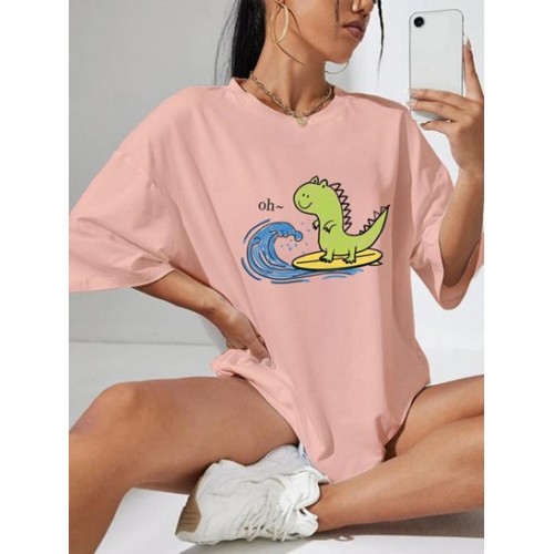 Cartoon Print Loose Casual T Shirt