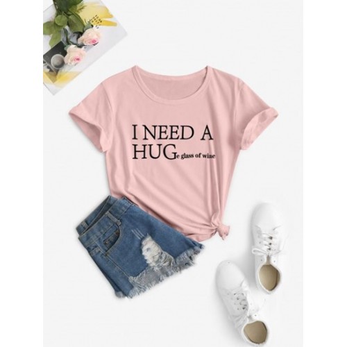 I Need A Huge Glass Of Wine Print Short Sleeve T S...