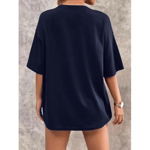 Pineapple Print Drop Shoulder Loose T Shirt