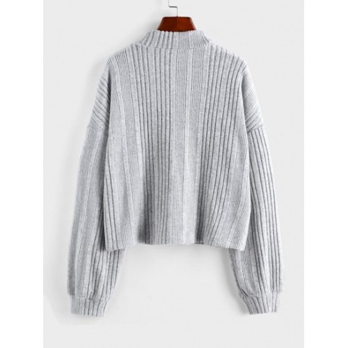 Ribbed Drop Shoulder Knit Slouchy T-shirt