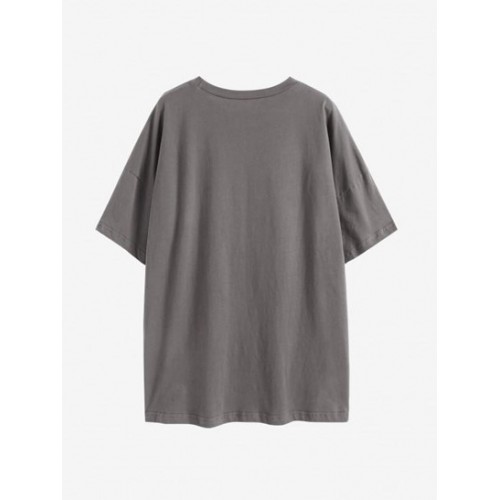 Drop Shoulder Rose Print T Shirt