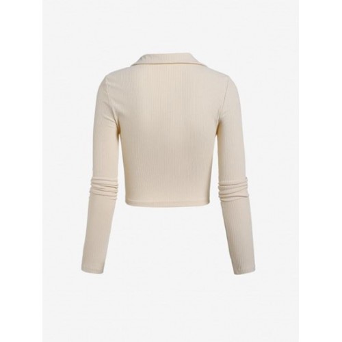 Ribbed Polo Cropped Tee
