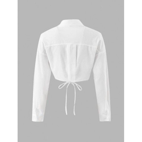 Drop Shoulder Midriff Flossing Crop Shirt