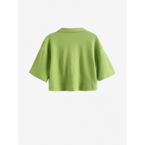 Cropped Textured Shirt With Tiny Cami Top