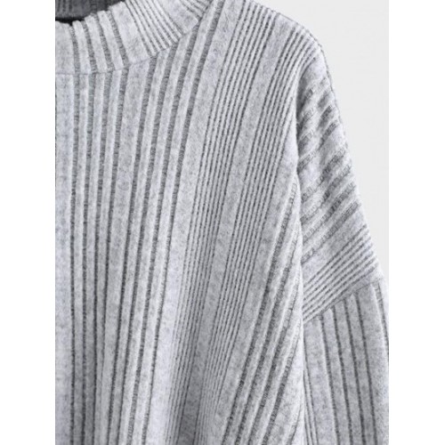 Ribbed Drop Shoulder Knit Slouchy T-shirt