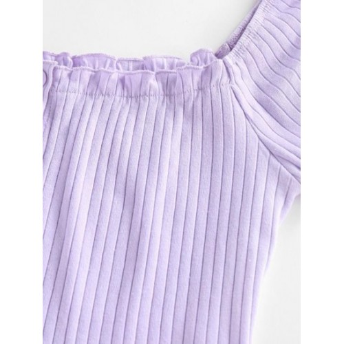 Ribbed Lettuce Frilled Crop Baby Tee