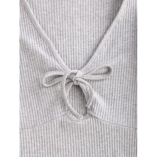 Rib-knit Lettuce Trim Marled Keyhole Baby Tee