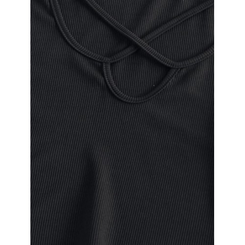 Ribbed Criss Cross Slim Crop Tee