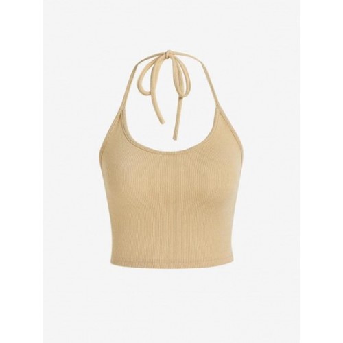 Ribbed Knit Halter Shrug Cold Shoulder Top Set