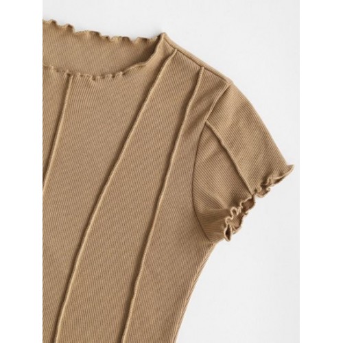 Exposed Seam Rib-knit Lettuce Trim Baby Tee