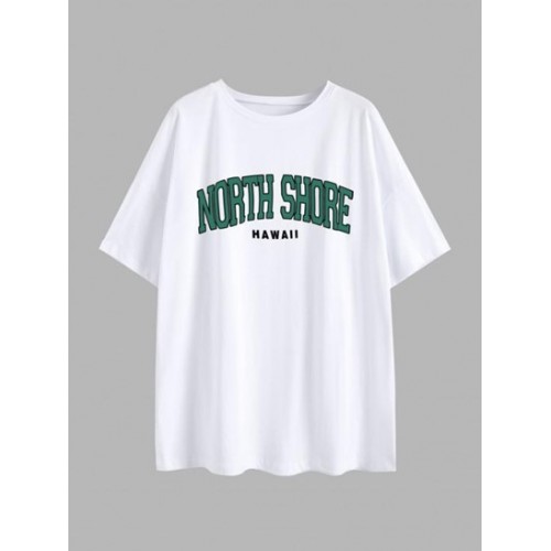 Hawaii North Shore Print Drop Shoulder T Shirt