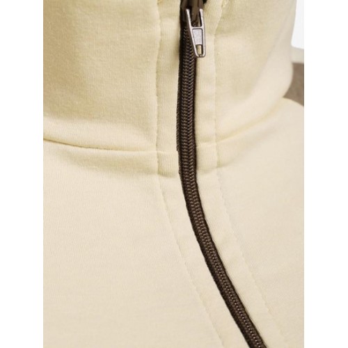 Full Zip Collared Colorblock Cropped Tee