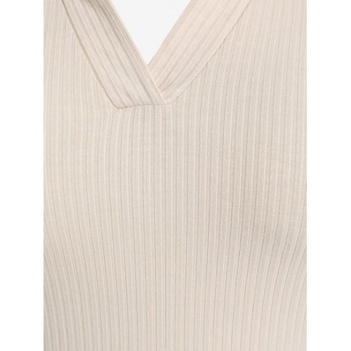 Ribbed Polo Cropped Tee