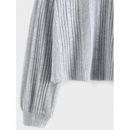Ribbed Drop Shoulder Knit Slouchy T-shirt