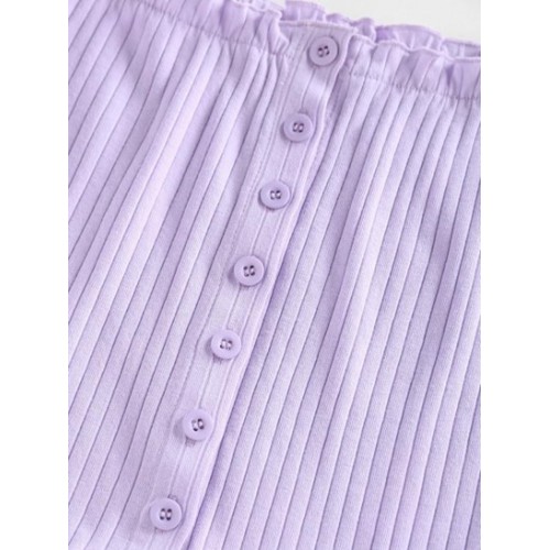Ribbed Lettuce Frilled Crop Baby Tee