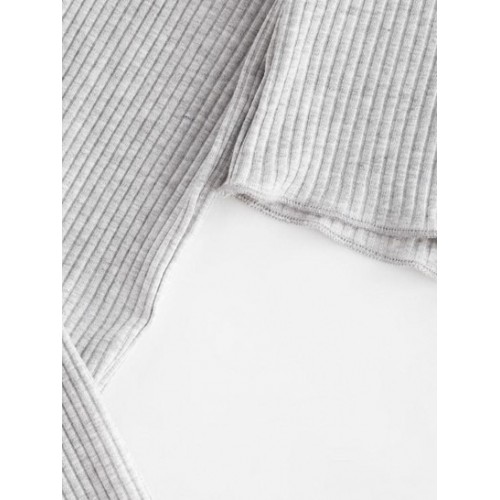 Rib-knit Lettuce Trim Marled Keyhole Baby Tee