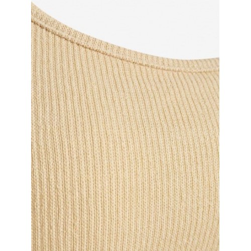 Ribbed Knit Halter Shrug Cold Shoulder Top Set