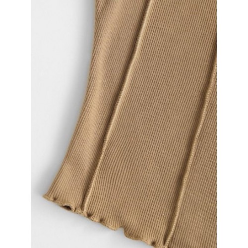 Exposed Seam Rib-knit Lettuce Trim Baby Tee