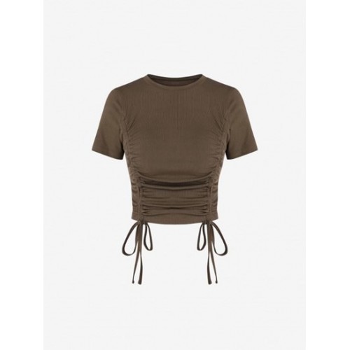 Ribbed Cinched Baby Tee